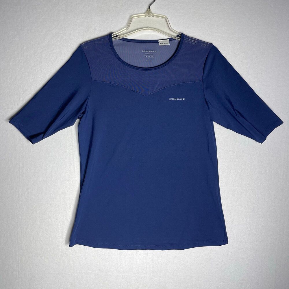 Bjorn Borg Vintage Round Neck Mesh Navy Blue Hydro Pro‎ Tee Women's Size M